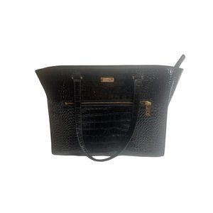 Kate Spade Shoulder Bag Black 100% Leather Embossed Zip Closure Pockets Purse